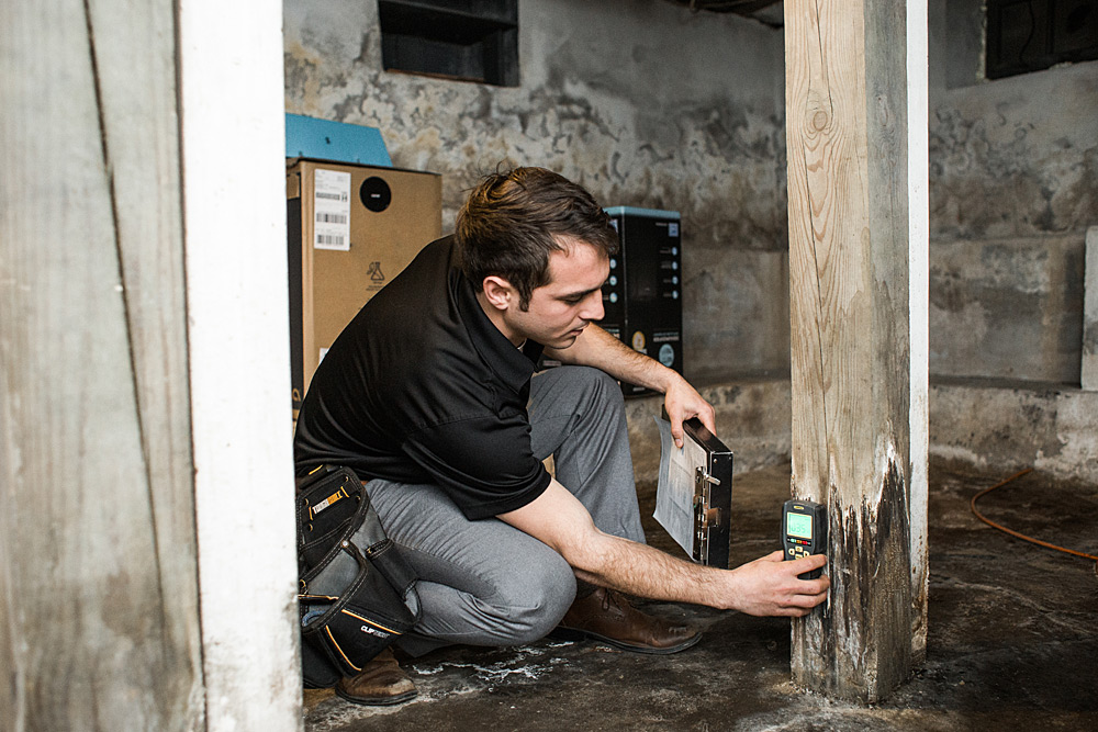 Claims adjuster documenting damage